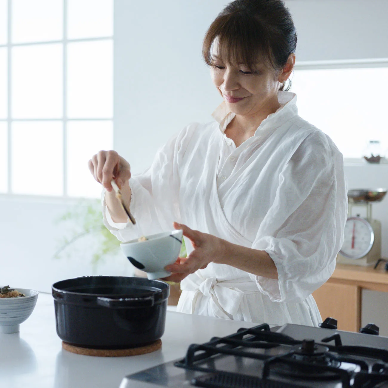 Ms. Izawa preparing Bracken Rice