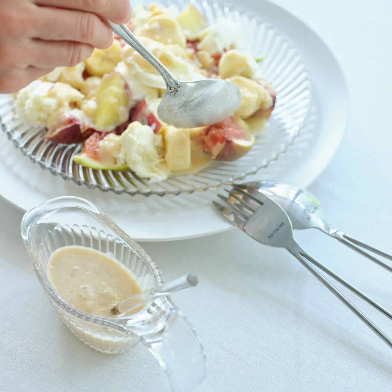 Ms. Izawa preparing Fig and Sweet Potato Salad with Banana Dressing
